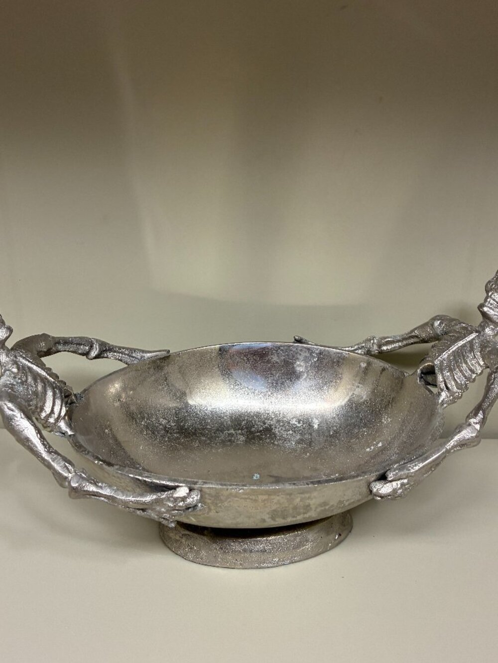 Halloween Silver Skeletons Walking Dead Metal Serving Bowl Dish